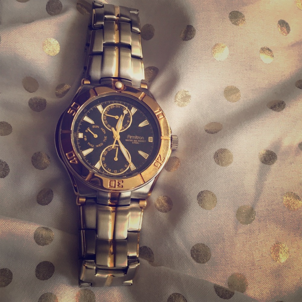 A water resistant steel watch